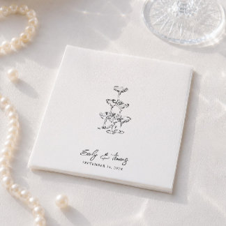 Minimalistische Whimsical Inkt Handgetekende Trouw Servet