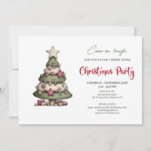 Minimalistische Whimsical Kerstboom Feest Design Kaart (Voorkant)