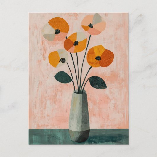 Minimalistische Whimsy Flowers No.040 Briefkaart (Voorkant)