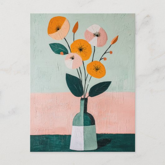 Minimalistische Whimsy Flowers No.041 Briefkaart (Voorkant)