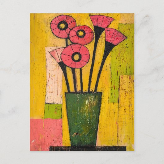 Minimalistische Whimsy Flowers No.047 Briefkaart (Voorkant)