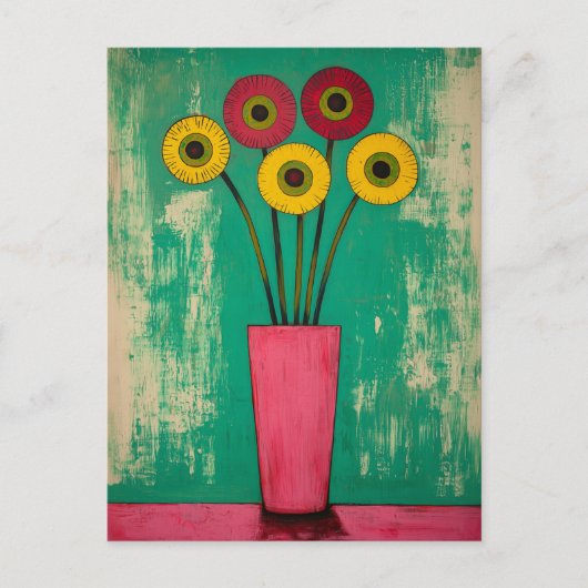 Minimalistische Whimsy Flowers No.048 Briefkaart (Voorkant)