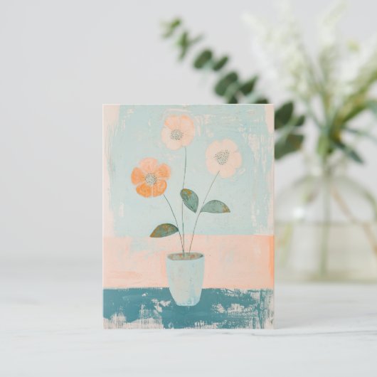 Minimalistische Whimsy Flowers No.073 Briefkaart (Staand voorkant)