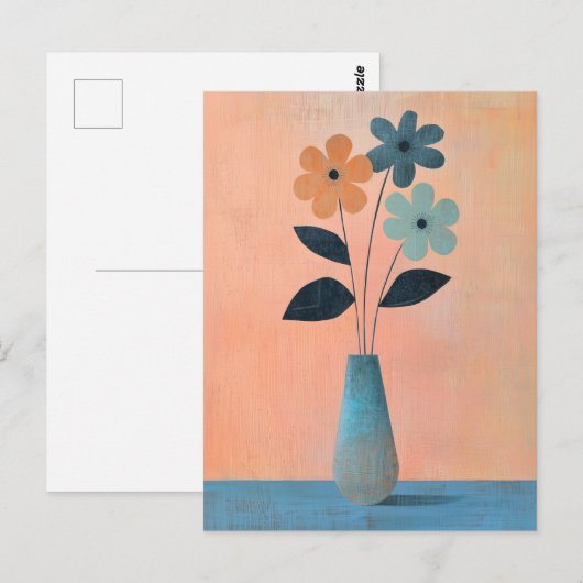 Minimalistische Whimsy Flowers No.074 Briefkaart (Voorkant / Achterkant)