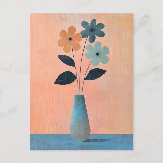 Minimalistische Whimsy Flowers No.074 Briefkaart (Voorkant)
