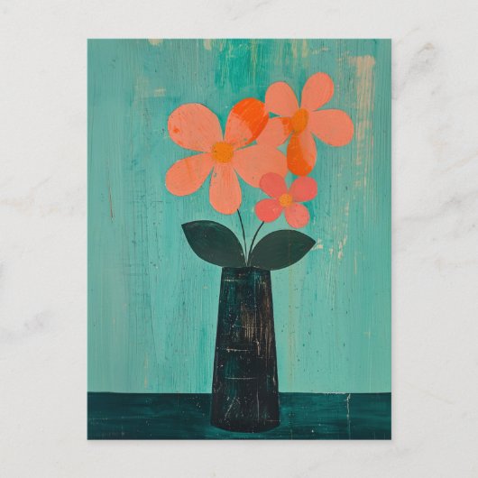 Minimalistische Whimsy Flowers No.076 Briefkaart (Voorkant)