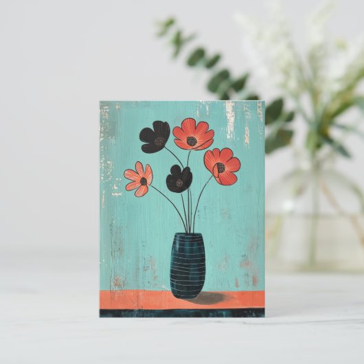 Minimalistische Whimsy Flowers No.077 Briefkaart (Staand voorkant)