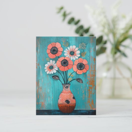 Minimalistische Whimsy Flowers No.078 Briefkaart (Staand voorkant)