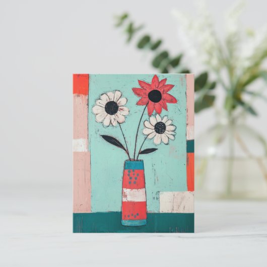 Minimalistische Whimsy Flowers No.084 Briefkaart (Staand voorkant)