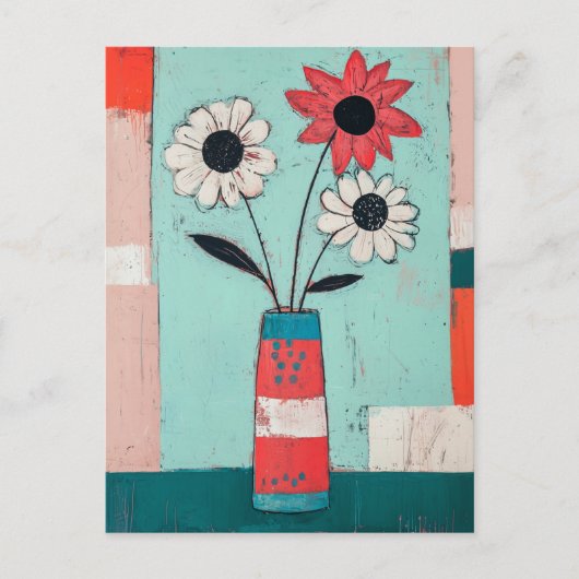 Minimalistische Whimsy Flowers No.084 Briefkaart (Voorkant)