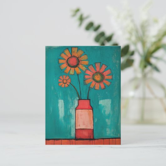 Minimalistische Whimsy Flowers No.085 Briefkaart (Staand voorkant)