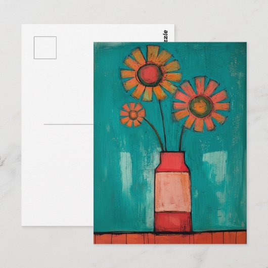 Minimalistische Whimsy Flowers No.085 Briefkaart (Voorkant / Achterkant)