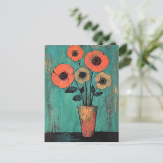 Minimalistische Whimsy Flowers No.086 Briefkaart (Staand voorkant)