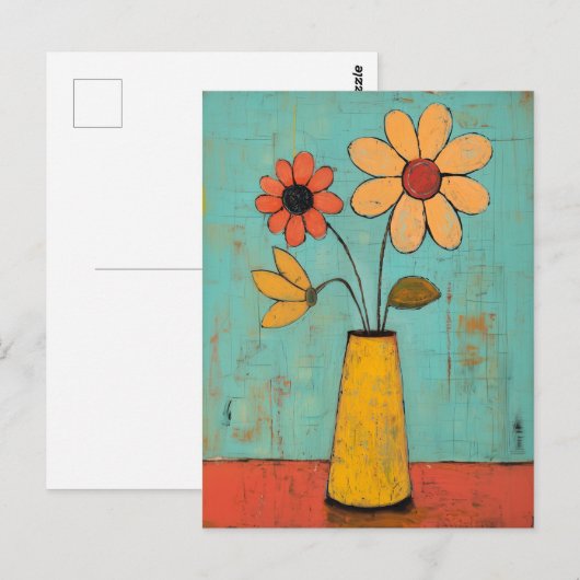 Minimalistische Whimsy Flowers No.087 Briefkaart (Voorkant / Achterkant)