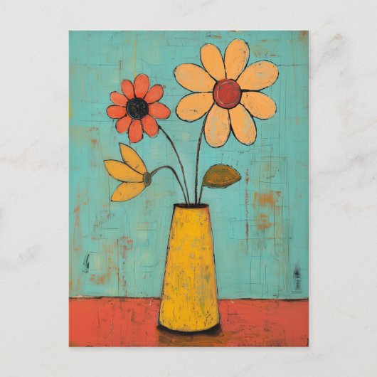 Minimalistische Whimsy Flowers No.087 Briefkaart (Voorkant)