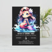 Minimalistische Whimsy Zeemeermin Verjaardag Kaart (Staand voorkant)