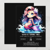 Minimalistische Whimsy Zeemeermin Verjaardag Kaart (Voorkant / Achterkant)