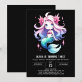 Minimalistische Whimsy Zeemeermin Verjaardag Kaart (Voorkant / Achterkant)