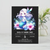 Minimalistische Whimsy Zeemeermin Verjaardag Kaart (Staand voorkant)