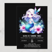 Minimalistische Whimsy Zeemeermin Verjaardag Kaart (Voorkant / Achterkant)