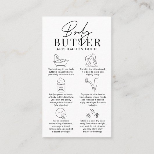 Minimalistische Whipped Body Butter Toepassing Gid Visitekaartje (Voorkant)