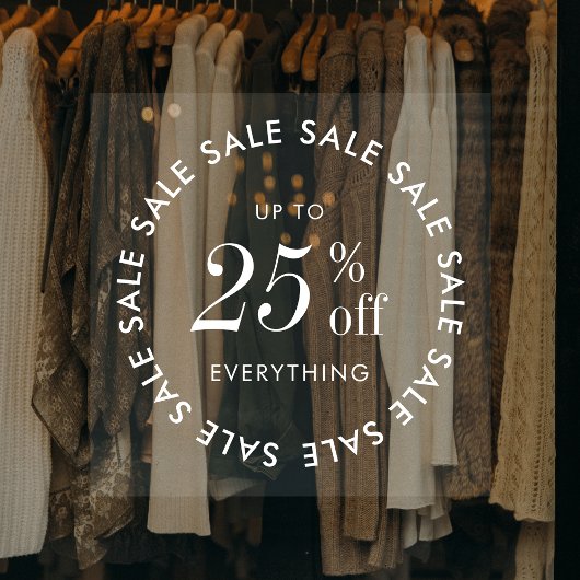 Minimalistische White Business Sale Boutique Promo Raamsticker