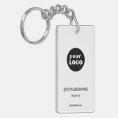 Minimalistische White Custom Business Logo Sleutelhanger (Voorkant Links)