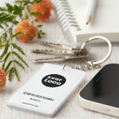 Minimalistische White Custom Business Logo Sleutelhanger (Voorkant Rechts)