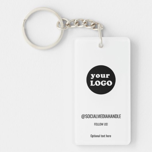 Minimalistische White Custom Business Logo Sleutelhanger (Voorkant)