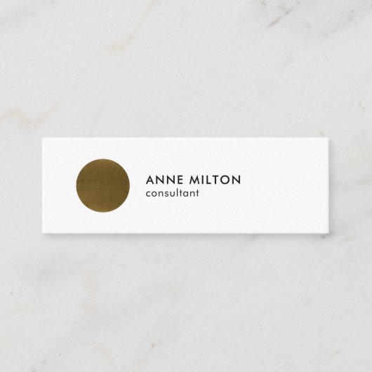 Minimalistische White Faux Copper Circle Consultan Mini Visitekaartje (Voorkant)