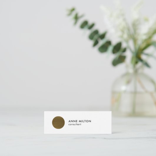 Minimalistische White Faux Copper Circle Consultan Mini Visitekaartje (Staand voorkant)