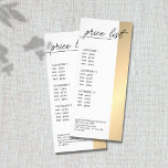 Minimalistische White Faux Gold Line Beauty prijsl Reclamekaart<br><div class="desc">Elegante salon prijslijst sjabloon ontwerp voor beauty gerelateerde professionals. Eenvoudig elegant ontwerp met faux gouden / zwarte lijn en witte achtergrond. Schoon elegant ontwerp. Als u hulp nodig hebt om dit product aan te passen,  neem dan contact met ons op.</div>