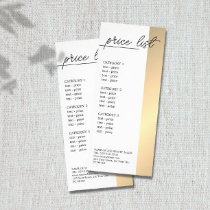 Minimalistische White Faux Gold Line Beauty prijsl Reclamekaart