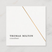 Minimalistische White Faux Gold Line Consultant Vierkante Visitekaartje (Voorkant)