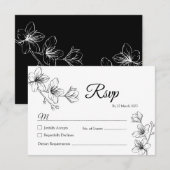 Minimalistische White Floral Line Art RSVP-kaart Bedankkaart (Voorkant / Achterkant)