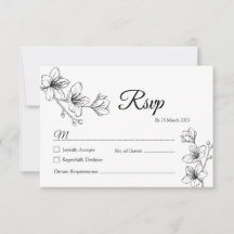 Minimalistische White Floral Line Art RSVP-kaart