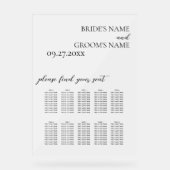 Minimalistische White Frosted Wedding Zitting Graf Acryl Bord (Voorkant)