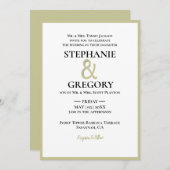 Minimalistische White & Gold Border Wedding Kaart (Voorkant / Achterkant)
