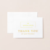 Minimalistische White & Gold Dank je wel Uw Logo Folie Kaarten (Voorkant met envelop)