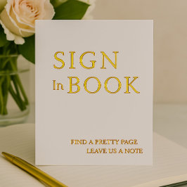 Minimalistische White & Gold Foil Guest Book Sign Folie Feestdagenkaart