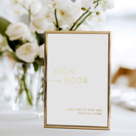 Minimalistische White & Gold Folie Guest Book Sign Folie Uitnodiging