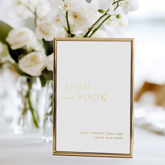 Minimalistische White & Gold Folie Guest Book Sign Folie Uitnodiging
