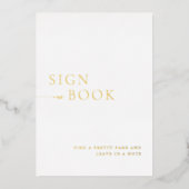 Minimalistische White & Gold Folie Guest Book Sign Folie Uitnodiging (Voorkant)