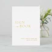 Minimalistische White & Gold Folie Guest Book Sign Folie Uitnodiging (Staand Voorkant)