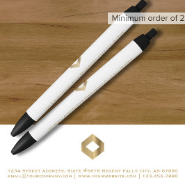 Minimalistische White Gold Logo promotiepen Zwarte Inkt Pen