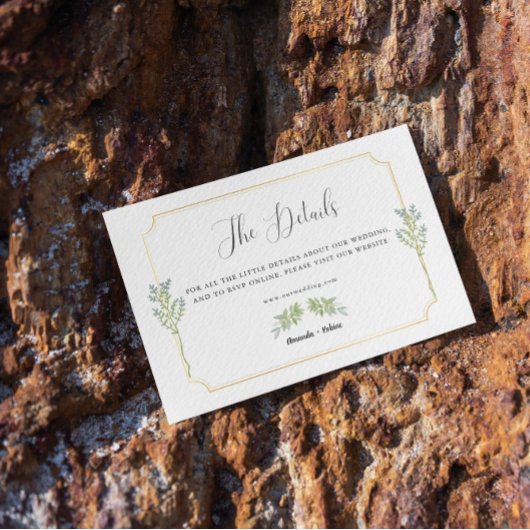 Minimalistische White Lijst Gold Wedding Details Informatiekaartje