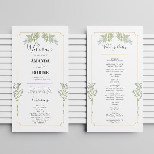 Minimalistische White Lijst Gold Wedding Programma