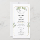 Minimalistische White Lijst Gold Wedding Programma (Voorkant)