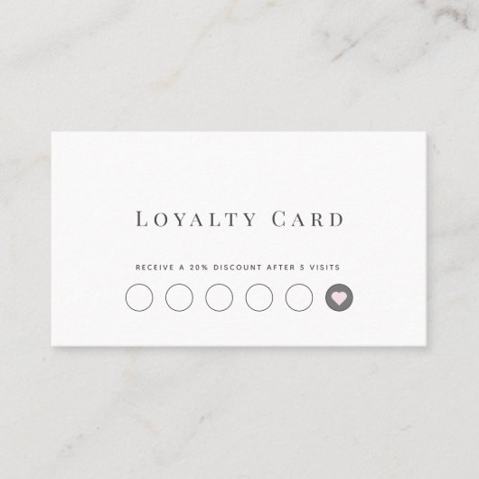 Minimalistische White Loyalty-Kaart Visitekaartje (Voorkant)