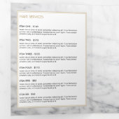 Minimalistische White Marble Gold Monogram Brochur Drieluik Kaart (Binnenzijde eerst)